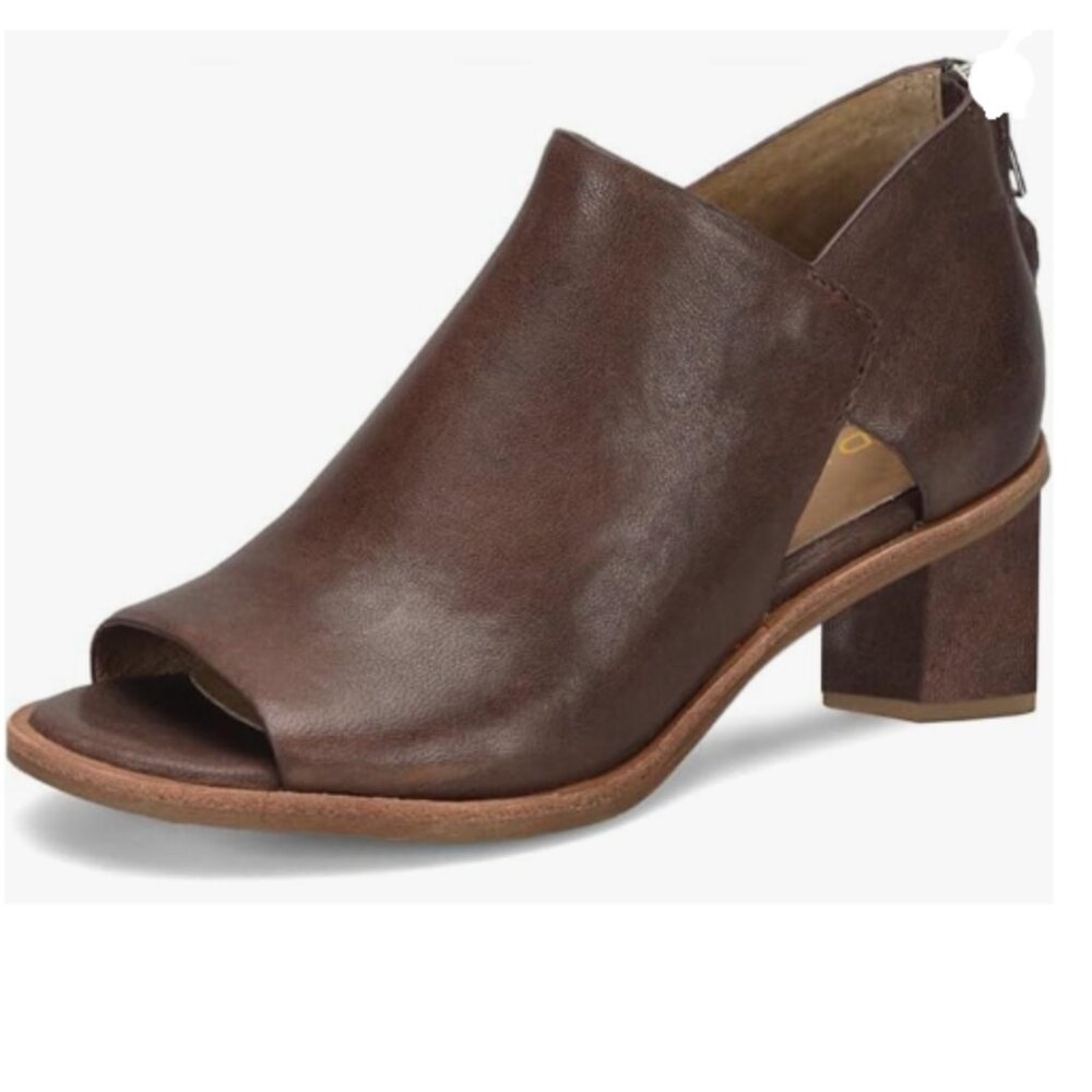YDN Saddle Brown Peep Toe Low Chunky Heels Back Zipper Sandal Ankle Boots
